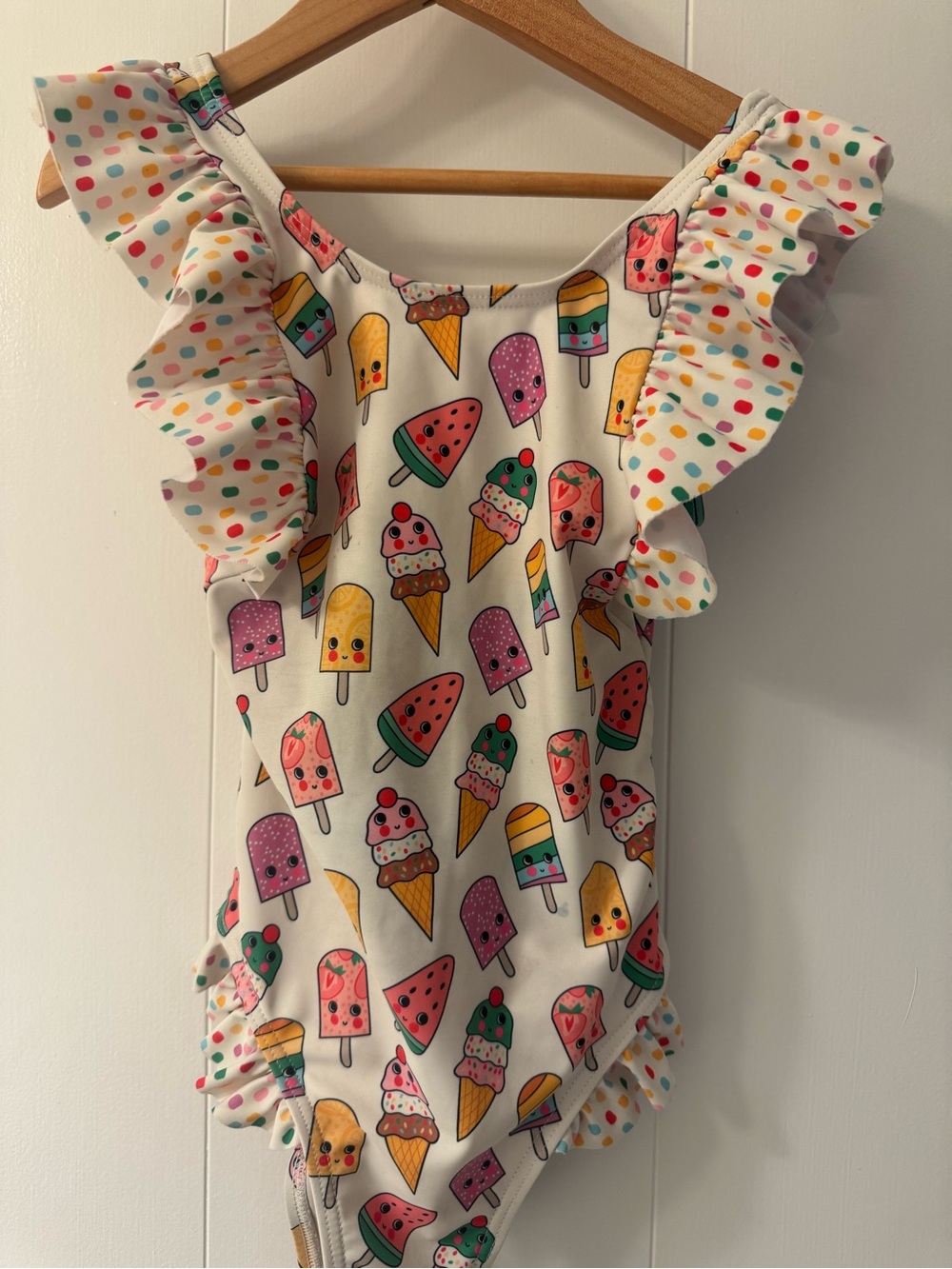 Lola + The Boys White Multicolor Ice Cream & Popsicle Ruffle One-Piece